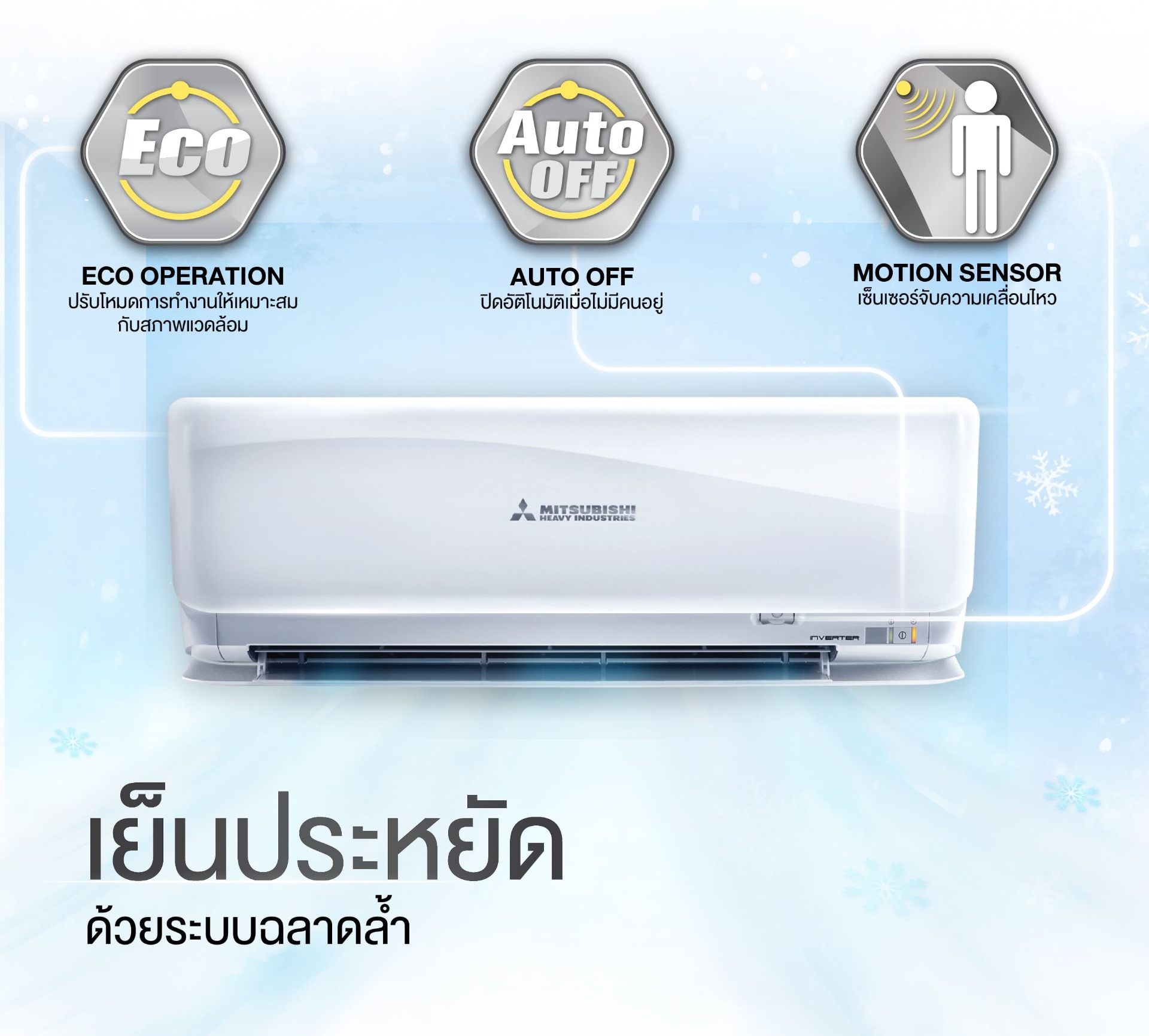 แอร์ MITSUBISHI HEAVY SUPER INVERTER รุ่น FUYU SERIES น้ำยา R32 แอร์ใหม่ล่าสุดปี 2025 รับประกันอะไหล่ 5ปี คอมเพลสเซอร์ 5ปี ผ่อน 0% นาน 10 เดือน (ในกรณีใช้บัตร +3%)