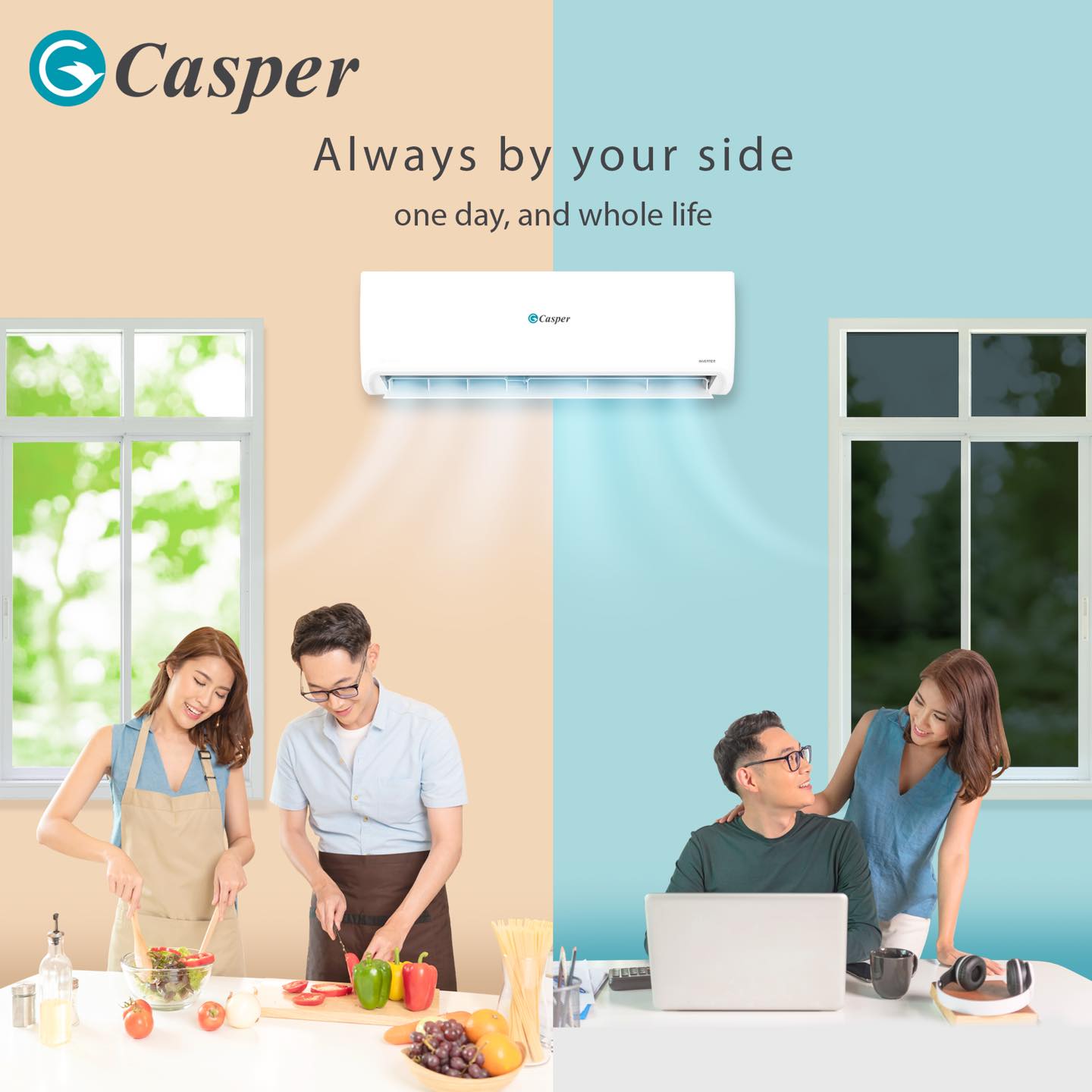 แอร์ CASPER INVERTER  R32 รุ่นใหม่ล่าสุดปี 2022 รับประกันอะไหล่ 5 ปี คอมเพลสเซอร์10 ปี เครื่องเสียภายใน 2 ปี ฟรีค่าแรง 3 ปี